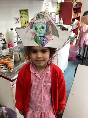 Making our own pirate hats.