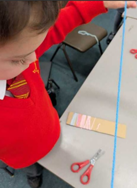 Each wool strand was measured and cut to size.