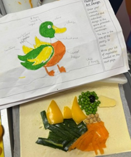Duck design and the duck made with vegetables