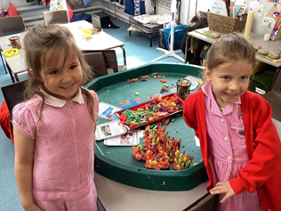 Making our own coral reefs with play-doh and pasta!