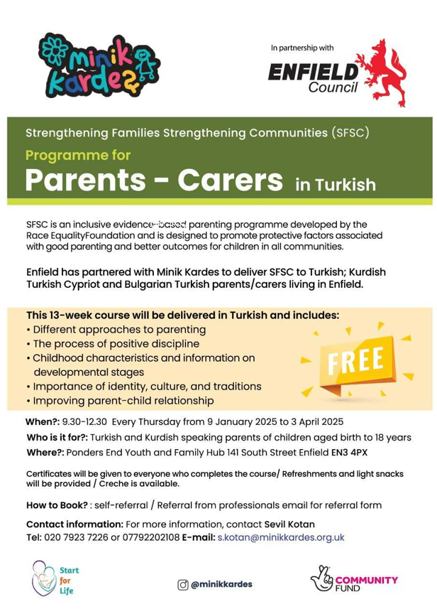 Enfield Council Programme for Parents/Carers in Turkish