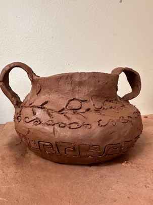 Year 5 hand made clay Greek Pot
