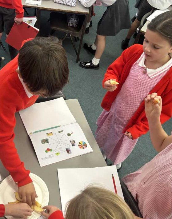 Children tasting a variety of foods