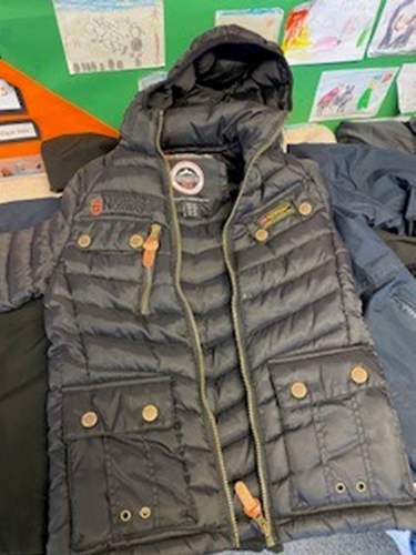 Hooded child's winter coat left in lost property
