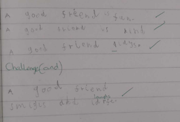 A poem composed by a Year 1 pupil