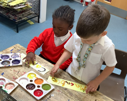 Reception practicing their writing