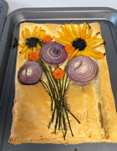 Bouquet of flowers made with vegetables