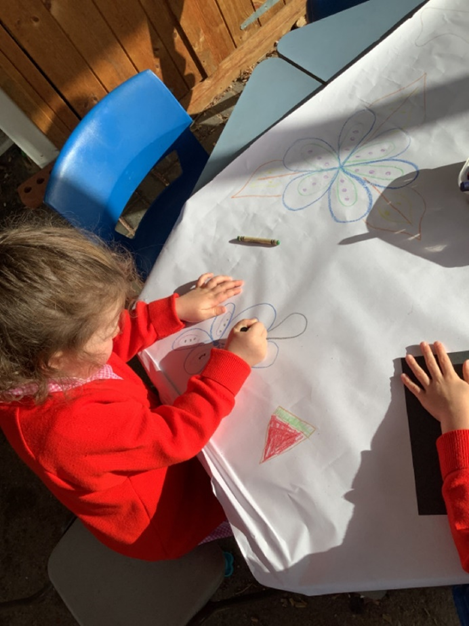 Rangoli drawings in our outdoor area.