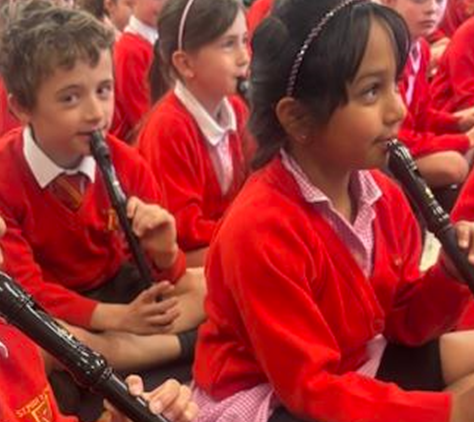 Children practising the tune ‘A is for Annie’