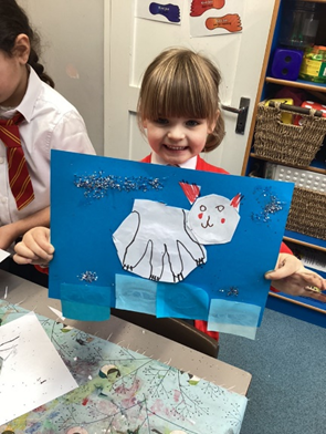 Polar bear artwork using a range of tools and techniques 