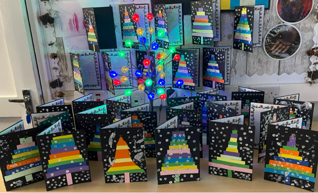 Colourful Christmas trees. 