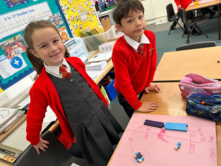 Year 2's maths using dienes - group 2