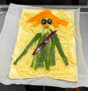 A person made using vegetables