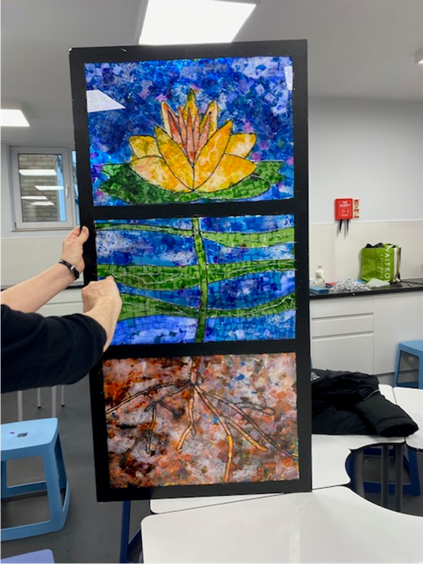 A stained glass style window created by the Collective Worship Committee