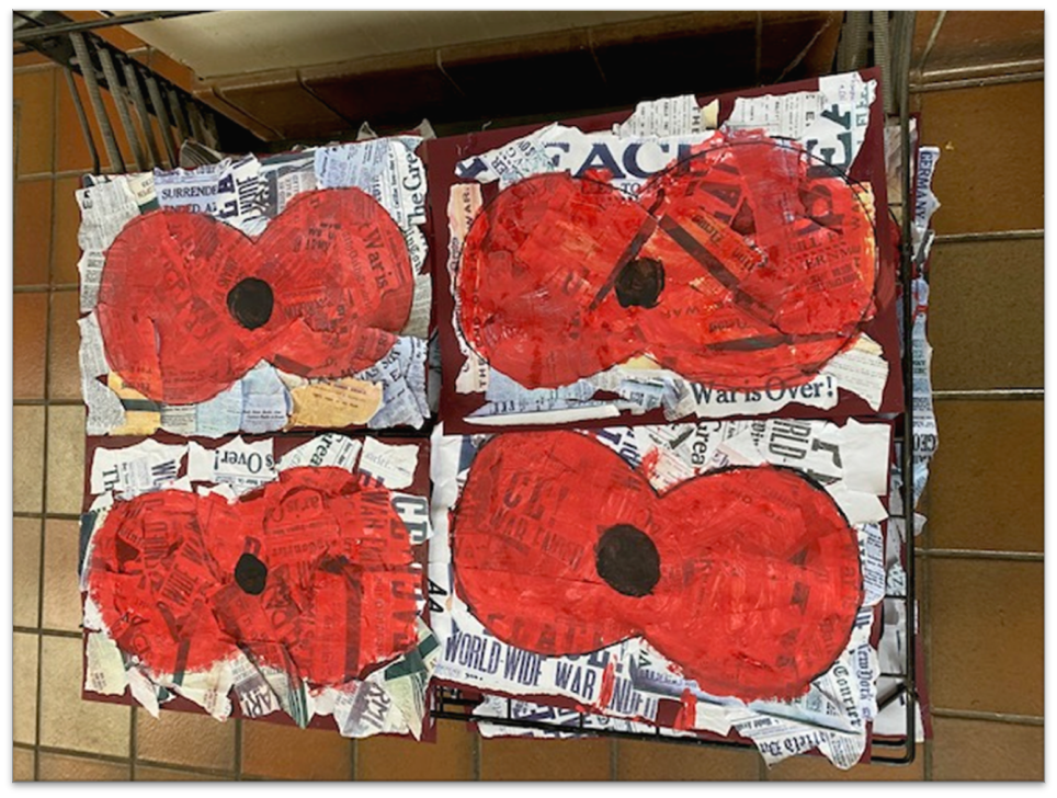 Year 3's Poppy Collages for Remembrance Day