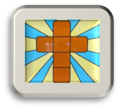 Stained glass image of a cross