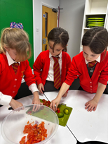 Children making quesadillas with Georgina Hayden.