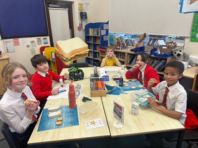 Children enjoying their afternoon tea. 