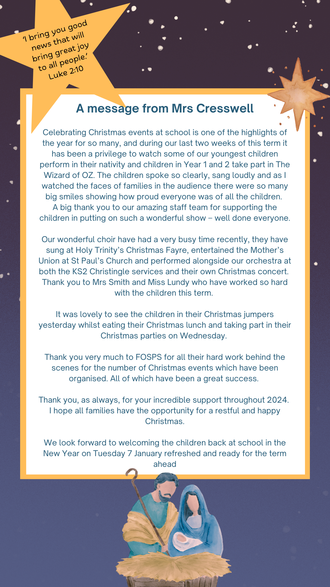 Mrs Cresswell's message
