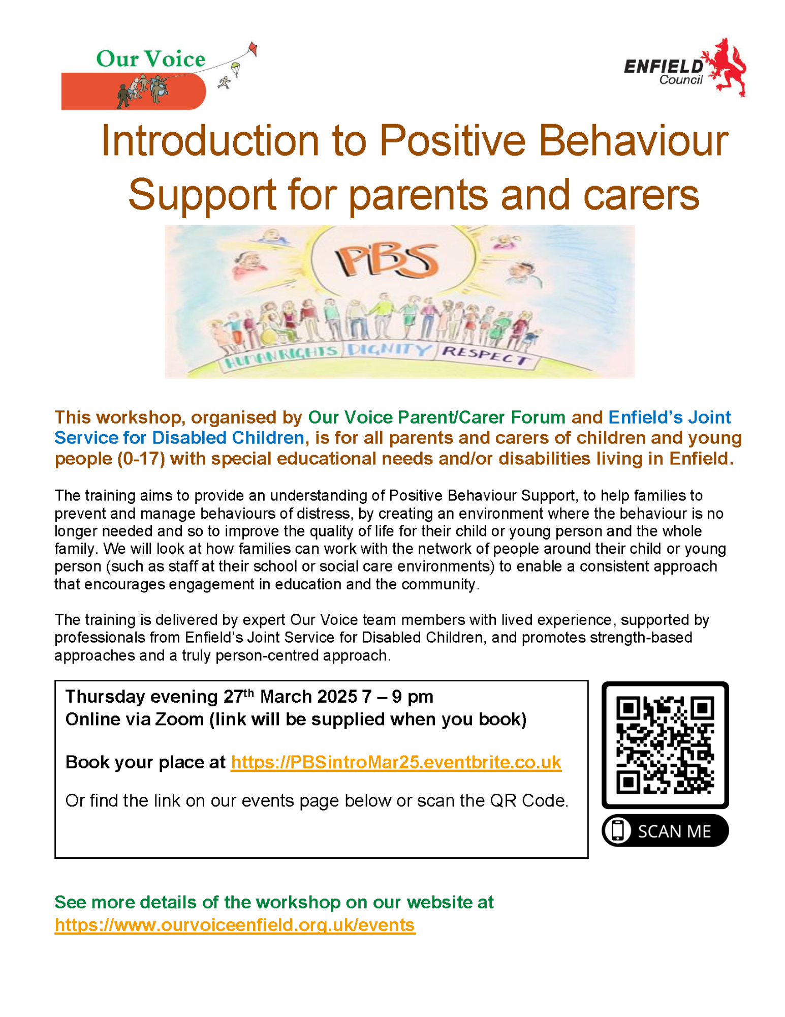 Introduction to Positive Behaviour Support for parents and carers - workshop for children with SEND and children with disabilities
